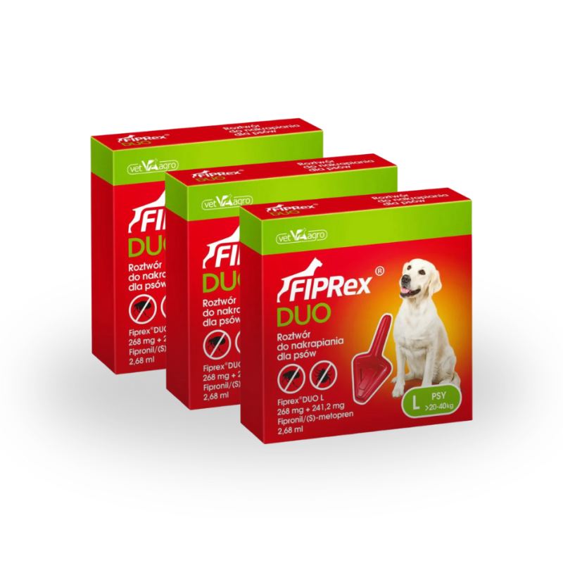 3 x Vet Agro, Fiprex Duo  L (268 mg + 241,20 mg) 2,68 ml