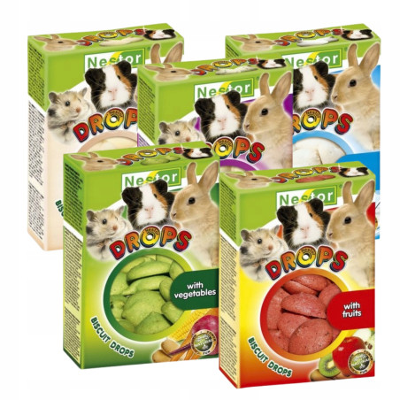 ZESTAW 5x DROPSY DLA GRYZONI I KRÓLIKA mix smaków