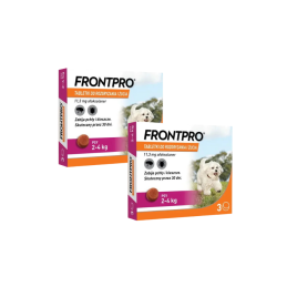 ZESTAW 2szt Frontpro S, tabletki na pchły i kleszcze,  11,3mg, 2 - 4 kg, 3 tabletki