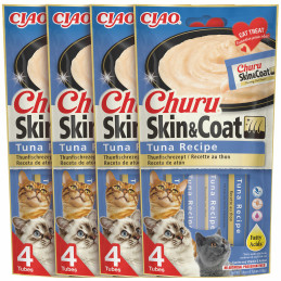 INABA Churu Cat Cream SKIN COAT Przysmaki dla kota Krem TUŃCZYK Zestaw x 4