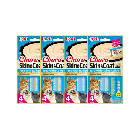 INABA CAT CHURU SKIN COAT tuńczyk przegrzebki 4 x 14 g ZESTAW 4szt