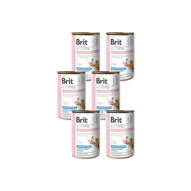 Brit VD, hypoallergenic mono, tuna&sweet potato, 6 x 400g
