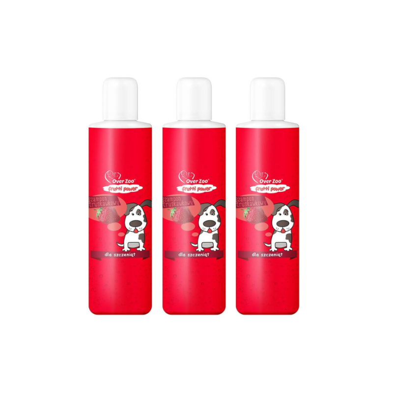 ZESTAW 3 x Over zoo, frutti power, szampon, dla szczeniąt, truskawka, 200 ml