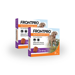 ZESTAW 2szt Frontpro XL, tabletki na pchły i kleszcze,  136 mg, 25 - 50 kg, 3 tab