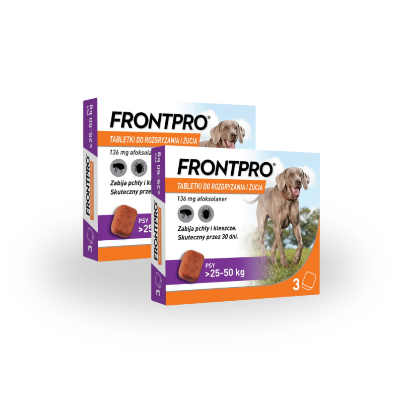 ZESTAW 2szt Frontpro XL, tabletki na pchły i kleszcze,  136 mg, 25 - 50 kg, 3 tab