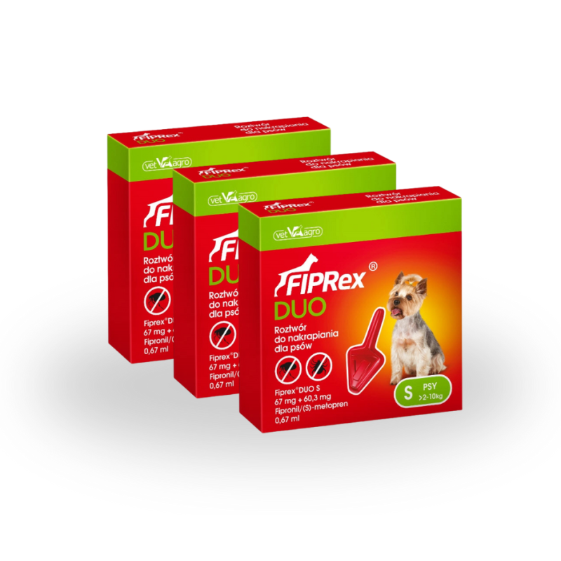3 x Vet Agro, Fiprex duo S, 2-10 kg