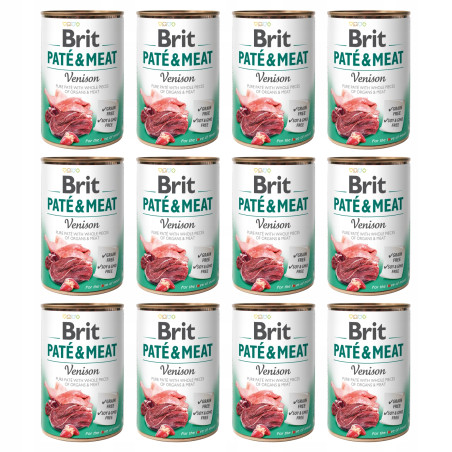 Brit, pate&meat venison, mokra karma, pies, 12 x 400 g