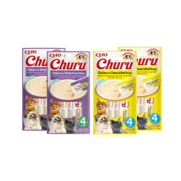 Inaba Cat Churu 2+2 kurczak, krewetka+ kurczak, ser, wołowina