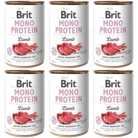 Brit, mono protein, dla psa, jagnięcina, 6 x 400 g