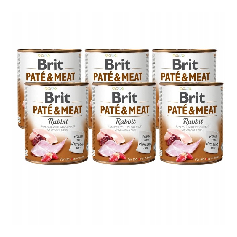 Brit, pate&meat rabbit, pies, 6 x 800 g