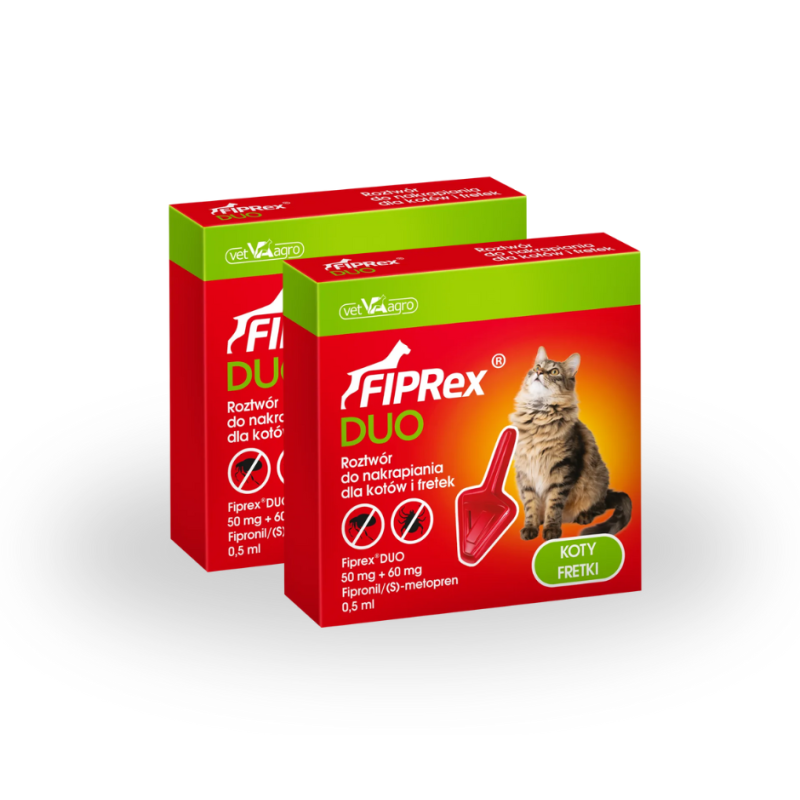 2 x Vet Agro, Fiprex duo kot, przeciwko pchłom i kleszczom, kot i fretka