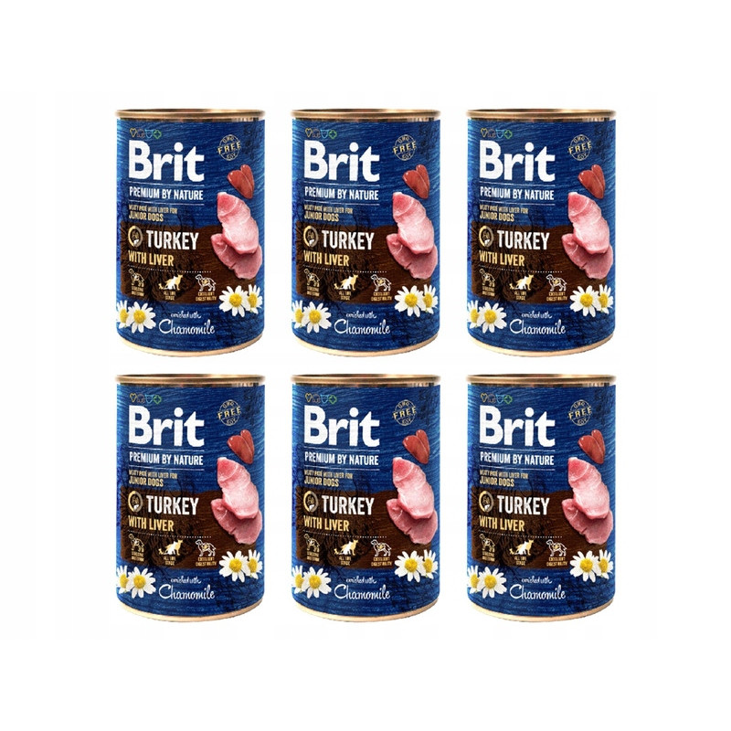 Brit, Premium by Nature, indyk wątróbka, 6 x 400g