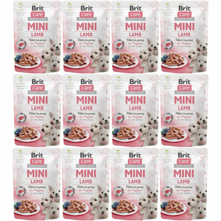 Brit Care, Mini, Pouch Puppy Lamb, z jagnięciną, 12 x 85 g