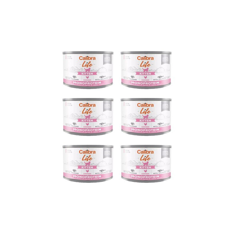 Calibra life, kocię, kurczak i serca z kurczaka, 6 x 200 g