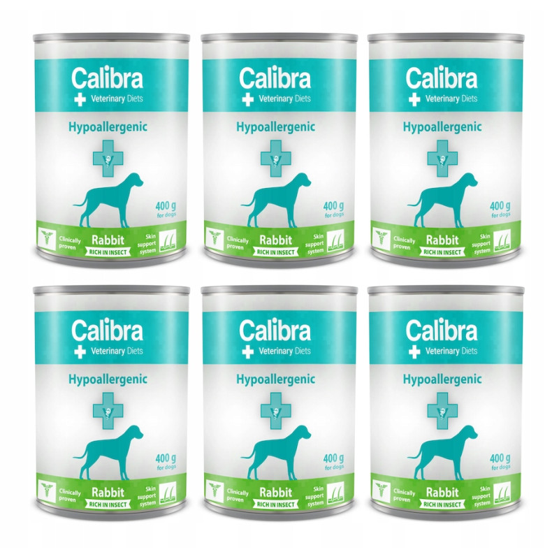 Calibra VD, pies, Hypoallergenic, insekty i królik, 6 x 400 g