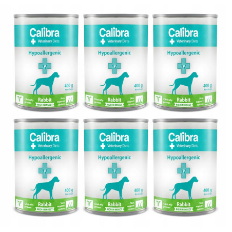 Calibra VD, pies, Hypoallergenic, insekty i królik, 6 x 400 g