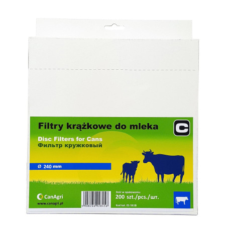 Can Agri Filtry krążkowe do mleka, 240 mm x 200 szt