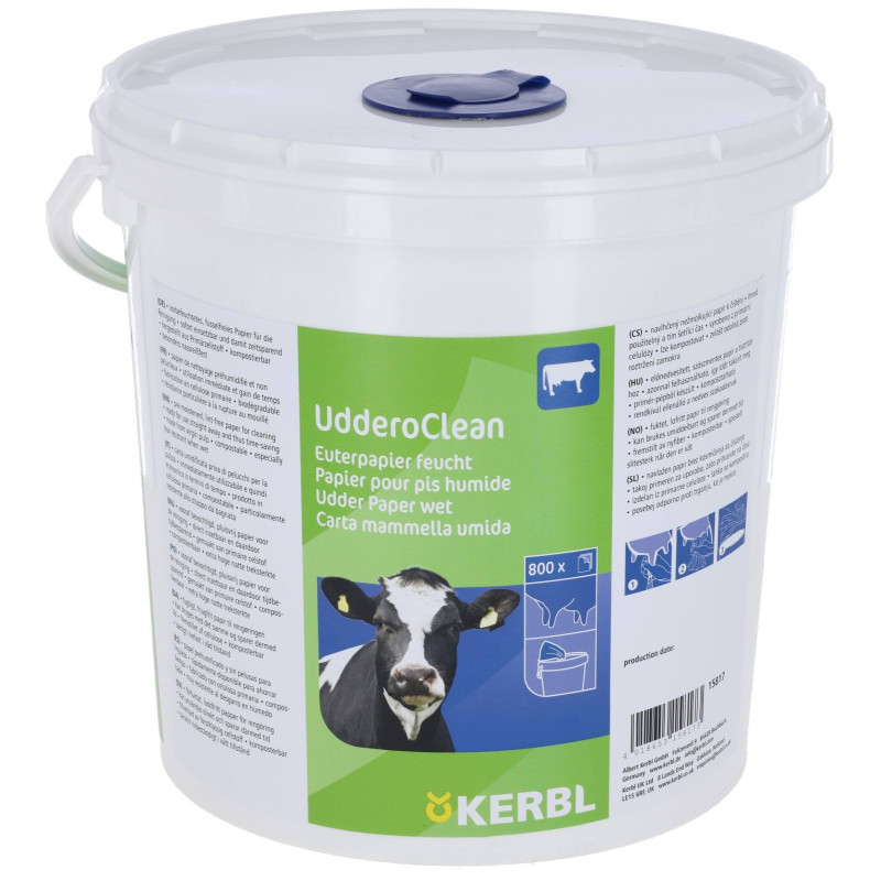 Kerbl, Papier do wymion w wiadrze Uddero Clean, 20 x 20 cm, 800 szt.