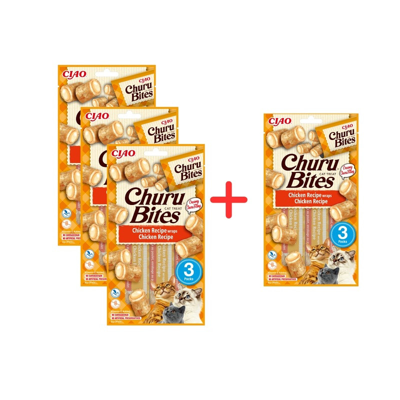 Inaba Cat Churu Bites Kurczak Przysmak (3x10g) 3+1 Gratis