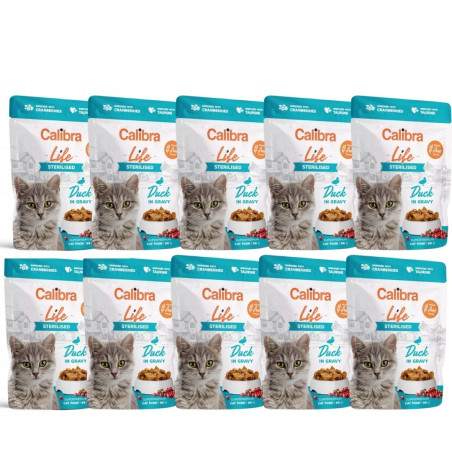 Calibra life, koty sterylizowane, kaczka z żurawiną 85 g, ZESTAW 10 SZT