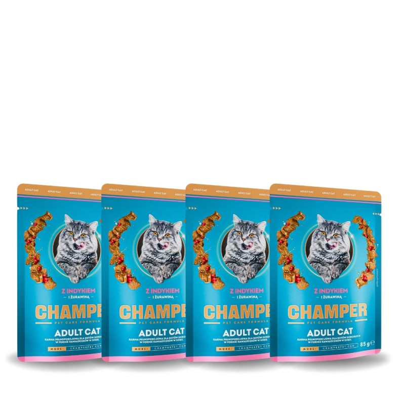 Champer, kot, indyk z żurwainą. ZESTAW 4 X 85 g