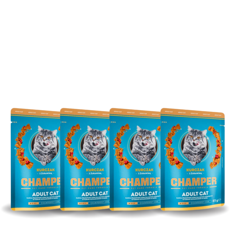 Champer, kot, kurczak z żurwainą. ZESTAW 4 X 85 g