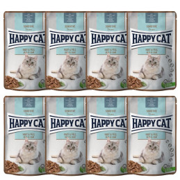 Happy Cat Sensitive Skin Coat, ZESTAW 8 X 85 g
