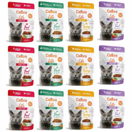 ZESTAW 12szt CALIBRA CAT life pouch adult 3 smaki x 3szt