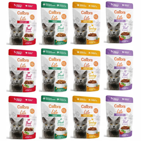 ZESTAW 12szt CALIBRA CAT life pouch adult 3 smaki x 3szt
