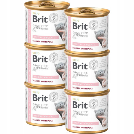 Brit VD Hypoallergenic, dla kota, łosoś i groszek, 6 x 200 g