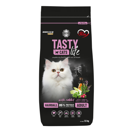 Biofeed, Tasty Cats Life HAIRBALL z królikiem 1,5 kg