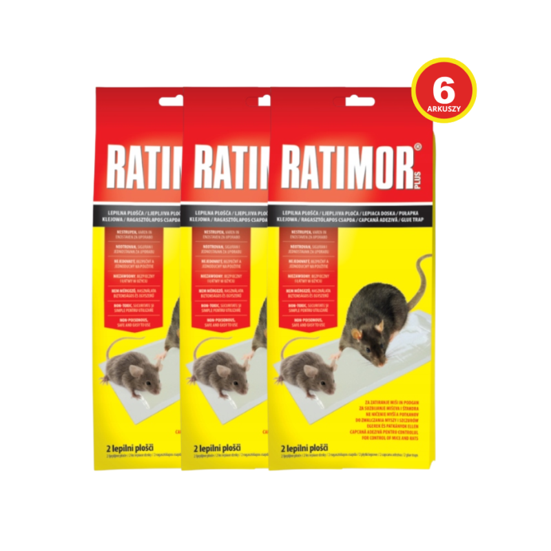 Pułapka klejowa lep na myszy i szczury, 3 x 2szt, 280 x 140 mm, Ratimor