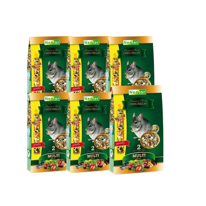 NESTOR, POKARM  PREMIUM DLA SZYNSZYLI, 6 x 1400 ml + kolba
