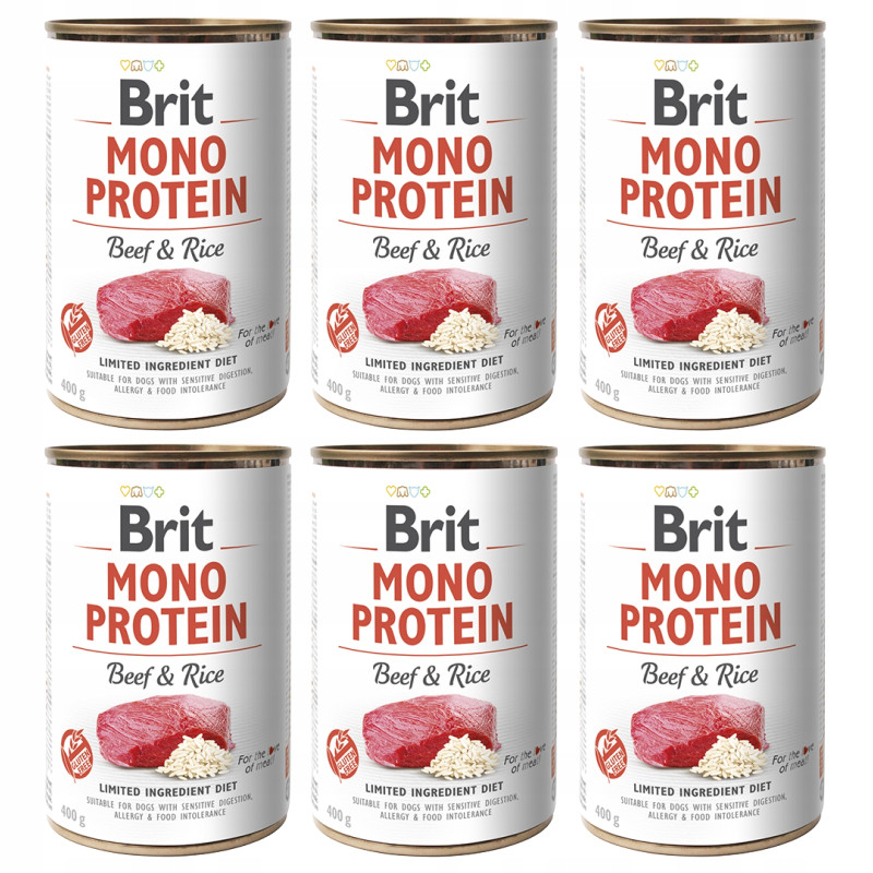 BRIT MONO PROTEIN BEEF & RICE 6 x 400 g