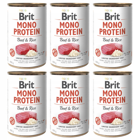BRIT MONO PROTEIN BEEF & RICE 6 x 400 g