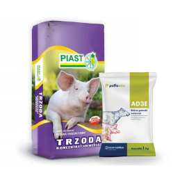 Piast, trzoda chlewna, pasza koncentrat Uniwersal z Maślanem,  25 kg + Polfamix AD3E 1kg