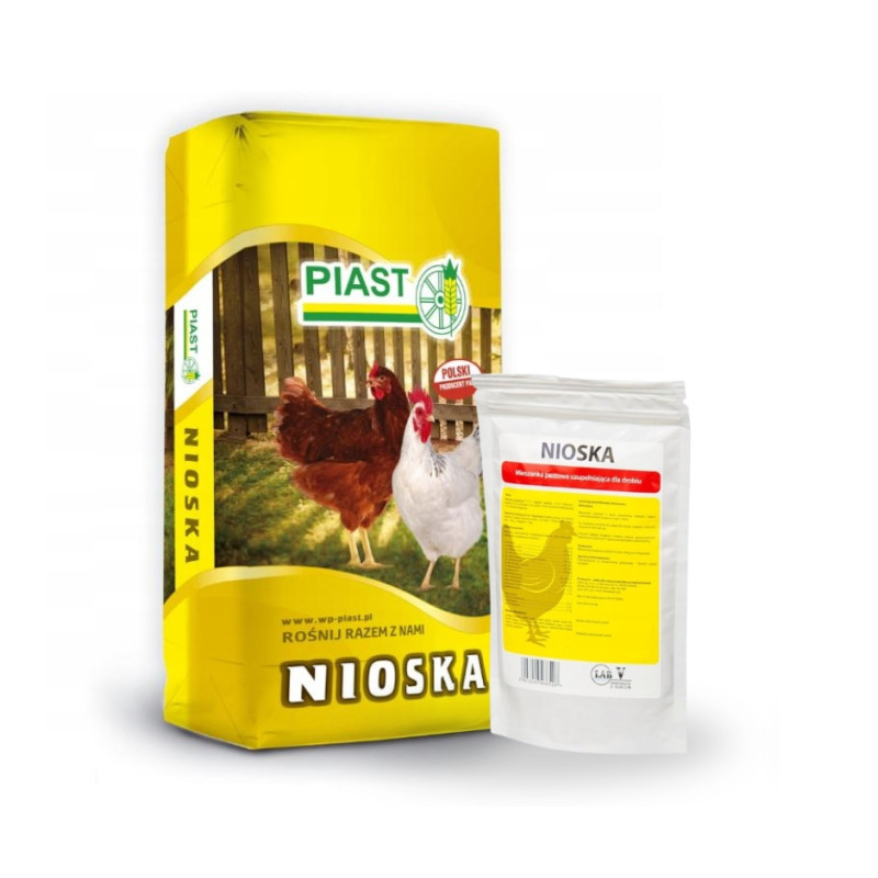 Piast, pasza dla kur niosek, granulat, 25 kg + Lab-V Nioska - Dla Drobiu Na Poprawę Nieśności 1kg