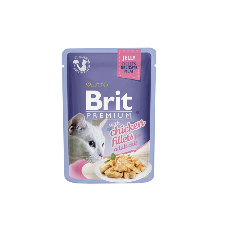 BR.CAT POUCH 85g JELLY FILLETS WITH CHICKEN
