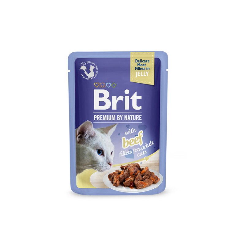 BR.CAT POUCH 85g JELLY FILLETS WITH BEEF