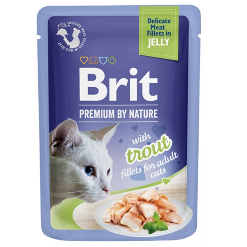 BR.CAT POUCH 85g JELLY FILLETS WITH TROUT