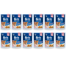 12 x Brit Premium Kitten Chicken Fillets Gravy, 85 g, Mokra Karma dla kociąt.