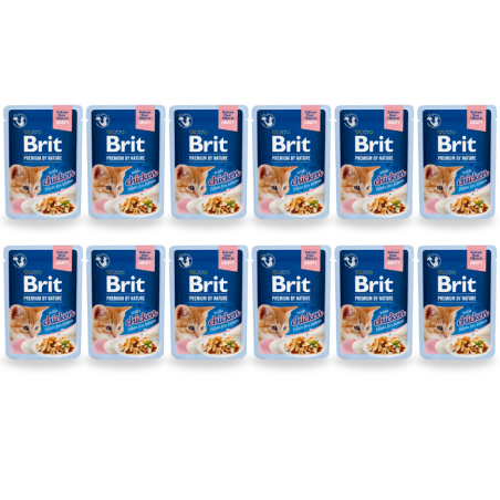 12 x Brit Premium Kitten Chicken Fillets Gravy, 85 g, Mokra Karma dla kociąt.