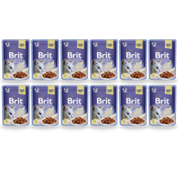 12 x  Brit Premium Adult Beef Fillets Jelly 85 g, Mokra Karma dla kota