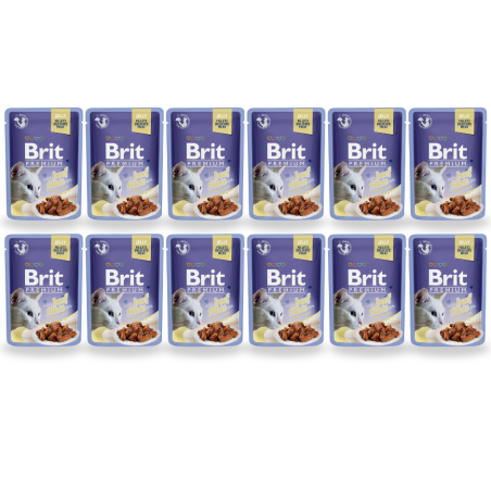 12 x  Brit Premium Adult Beef Fillets Jelly 85 g, Mokra Karma dla kota