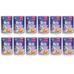 12 x Brit Premium Adult Chicken Fillets Jelly 85 g Mokra Karma dla kota