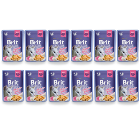 12 x Brit Premium Adult Chicken Fillets Jelly 85 g Mokra Karma dla kota