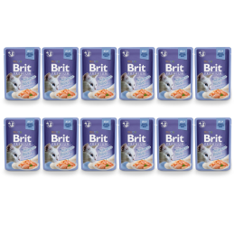12 x Brit Premium Adult Salmon Fillets Jelly 85 g, Mokra Karma dla kota