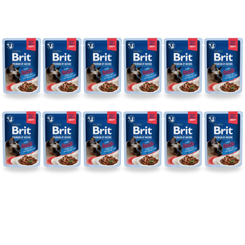 12 x Brit Premium Sterilised Lamb Fillets Gravy, 85 g Mokra Karma dla kota.