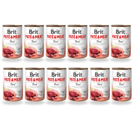 12 x  Brit, Paté & Meat Beef pies 400 g, mokra karma dla psa.
