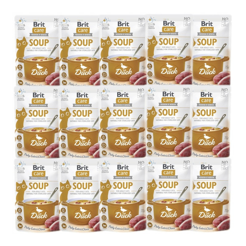 BRIT CARE Cat Soup with Duck - z kaczką 15 x 75g